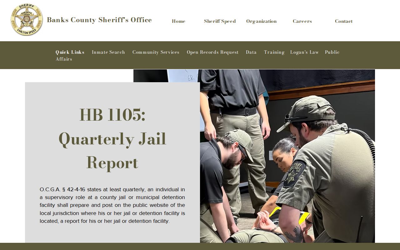 Banks County Sheriff quarterly jail report page
