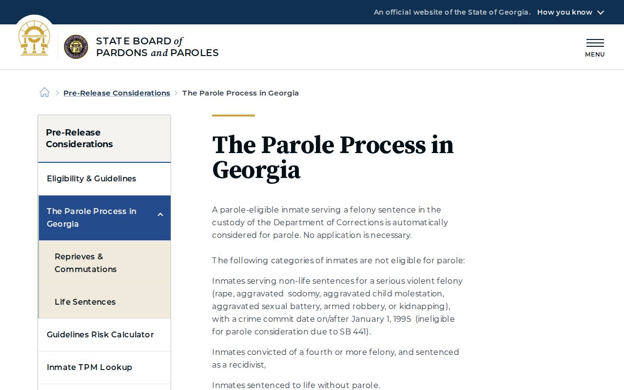 Banks County parole release process information