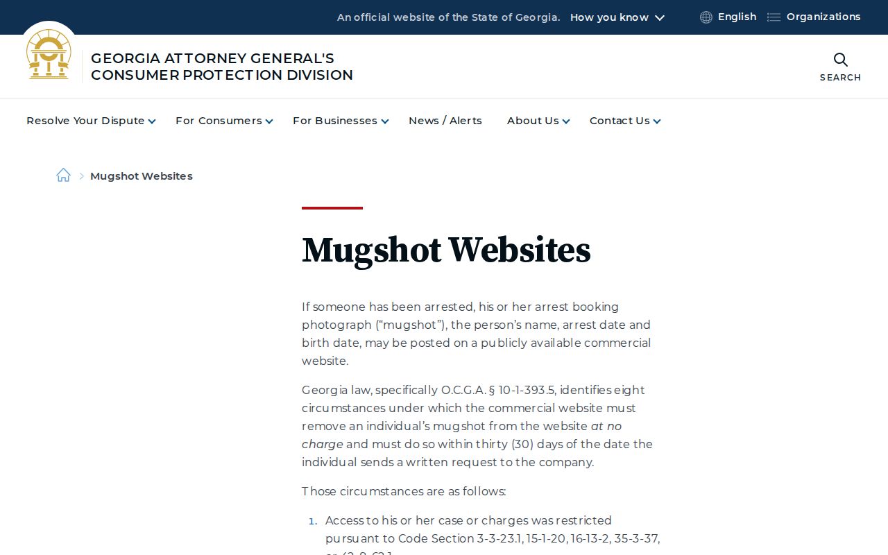 Banks County released mugshot removal rights in Georgia